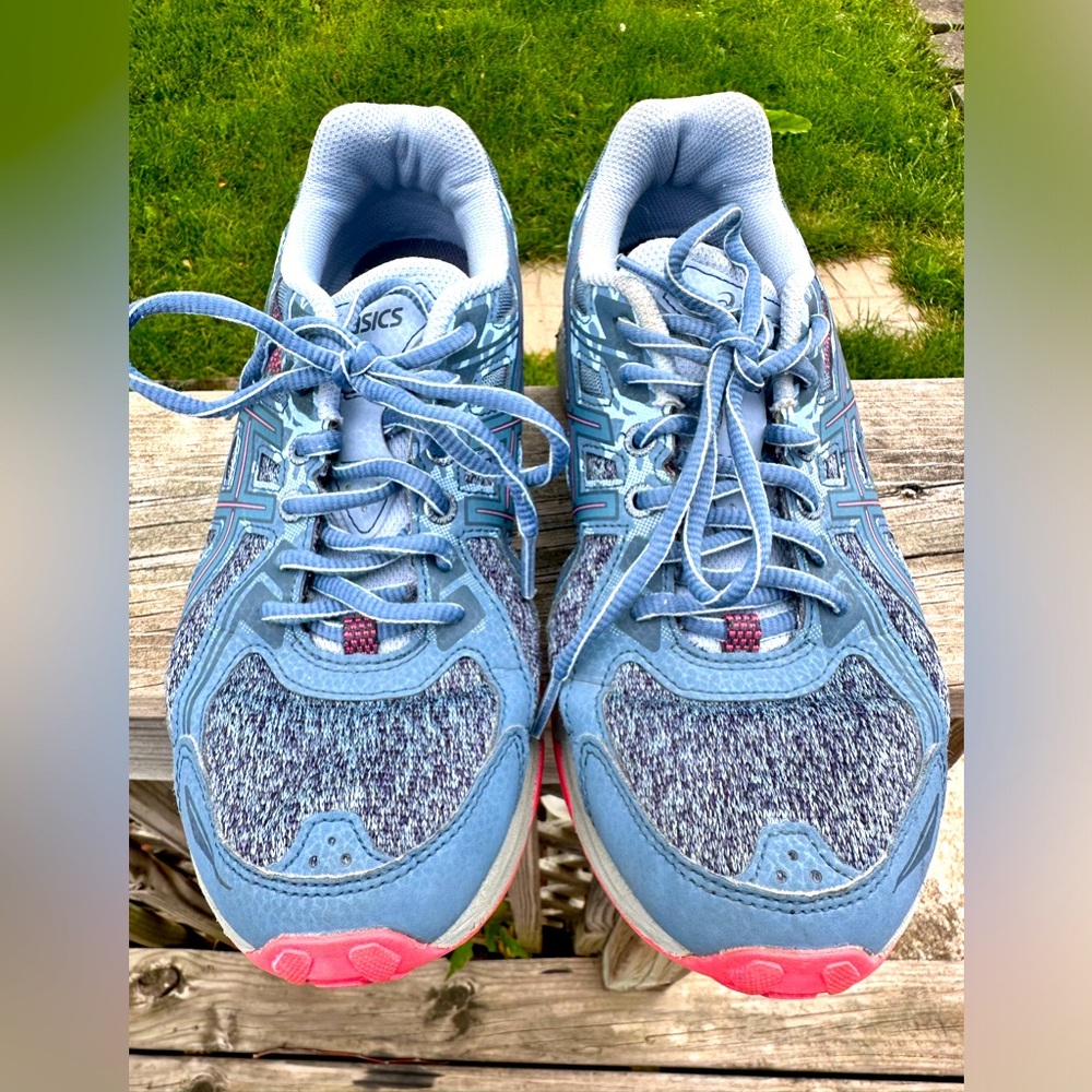 ASICS Women's Gel-Venture 6 Trail Running Shoes Steel Blue Pink Camo Size 8